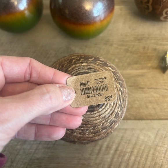 Ceramic Orbs 4pc Set 3.5/4” Filigree Earth tone Decorative Bowl Filler Pier1 - Picture 8 of 16